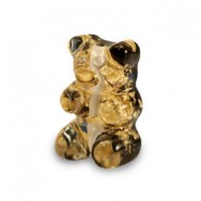 Resin gummy bear kraal 17mm glitter Gold-black 